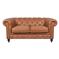 Windsor 2 Seater Colombia Brown Leather Chesterfield Sofa-Dovetailed & Doublestitched